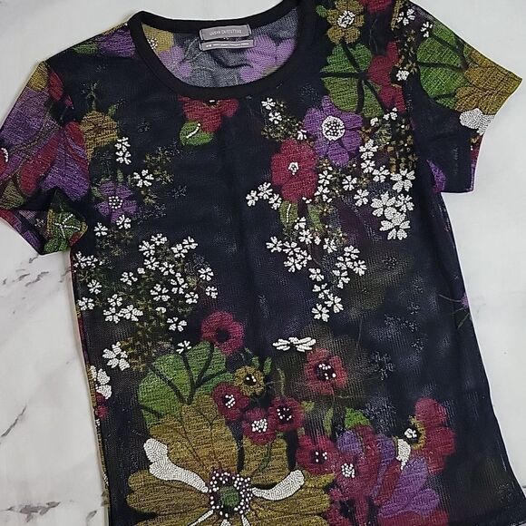 Urban Outfitters Black Floral Mesh Tee - Picture 3 of 5